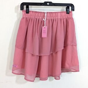 NEW Simply Southern Tiered Chiffon Skirt - Pink Coral - Size Medium Womens